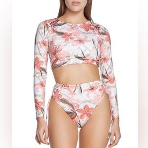 NWT PHAX swim 2 piece swim separates. S XS. Wild rose Floral. Cropped Rashguard